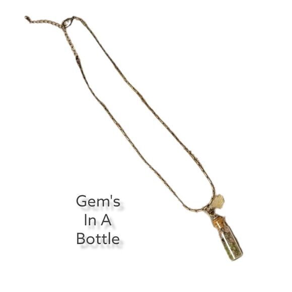 Gem In A Bottle Leaf Charm Necklace (N3) - Picture 2 of 3